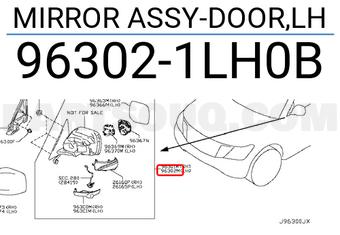 Nissan 963021LH0B MIRROR ASSY-DOOR,LH