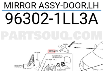 Nissan 963021LL3A MIRROR ASSY-DOOR,LH