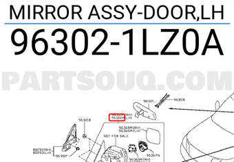 Nissan 963021LZ0A MIRROR ASSY-DOOR,LH