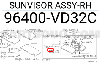 Nissan 96400VD32C SUNVISOR ASSY-RH