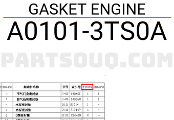 Nissan A01013TS0A GASKET ENGINE