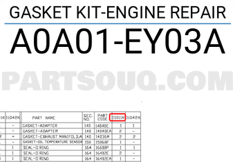 Nissan A0A01EY03A GASKET KIT-ENGINE REPAIR
