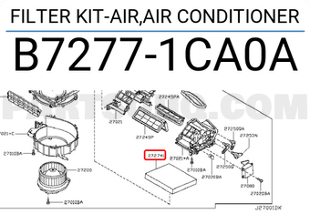 Nissan B72771CA0A FILTER KIT-AIR,AIR CONDITIONER