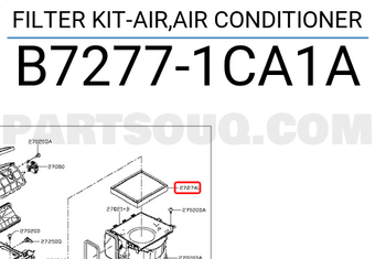 Nissan B72771CA1A FILTER KIT-AIR,AIR CONDITIONER