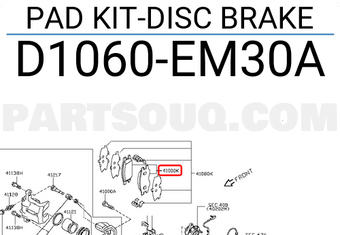Nissan D1060EM30A PAD KIT-DISC BRAKE