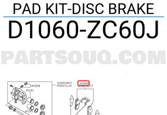 Nissan D1060ZC60J PAD KIT-DISC BRAKE