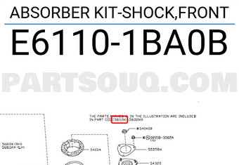 Nissan E61101BA0B ABSORBER KIT-SHOCK,FRONT