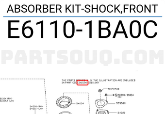 Nissan E61101BA0C ABSORBER KIT-SHOCK,FRONT