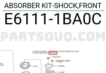 Nissan E61111BA0C ABSORBER KIT-SHOCK,FRONT