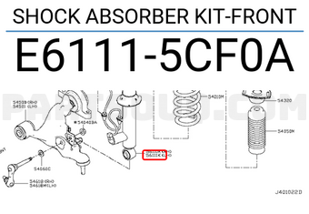 Nissan E61115CF0A SHOCK ABSORBER KIT-FRONT