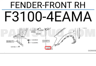 Nissan F31004EAMA FENDER-FRONT RH
