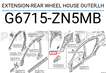 Nissan G6715ZN5MB EXTENSION-REAR WHEEL HOUSE OUTER,LH