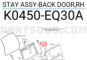 Nissan K0450EQ30A STAY ASSY-BACK DOOR,RH