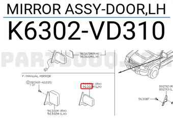 Nissan K6302VD310 MIRROR ASSY-DOOR,LH