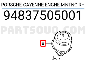 Porsche 94837505001 PORSCHE CAYENNE ENGNE MNTNG RH