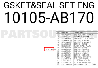 Subaru 10105AB170 GSKET&SEAL SET ENG