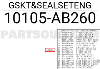 Subaru 10105AB260 GSKT&SEALSETENG