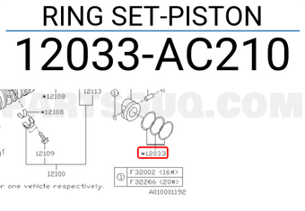 Subaru 12033AC210 RING SET-PISTON