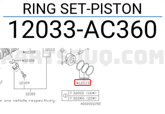 Subaru 12033AC360 RING SET-PISTON