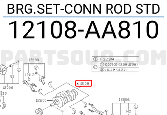Subaru 12108AA810 BRG.SET-CONN ROD STD
