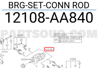 Subaru 12108AA840 BRG-SET-CONN ROD