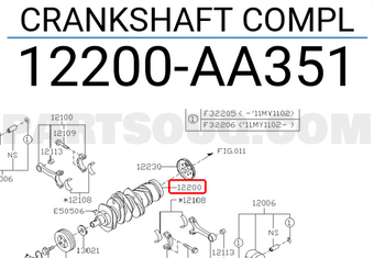 Subaru 12200AA351 CRANKSHAFT COMPL