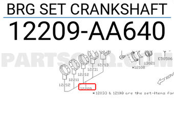 Subaru 12209AA640 BRG SET CRANKSHAFT