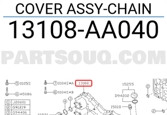 Subaru 13108AA040 COVER ASSY-CHAIN