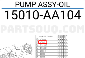 Subaru 15010AA104 PUMP ASSY-OIL