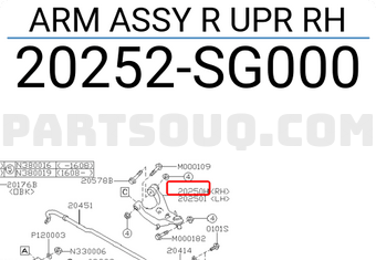Subaru 20252SG000 ARM ASSY R UPR RH