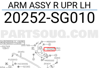 Subaru 20252SG010 ARM ASSY R UPR LH