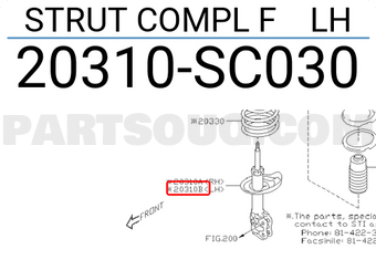 Subaru 20310SC030 STRUT COMPL F LH