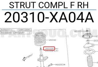 Subaru 20310XA04A STRUT COMPL F RH