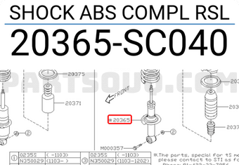 Subaru 20365SC040 SHOCK ABS COMPL RSL