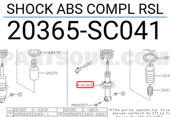 Subaru 20365SC041 SHOCK ABS COMPL RSL