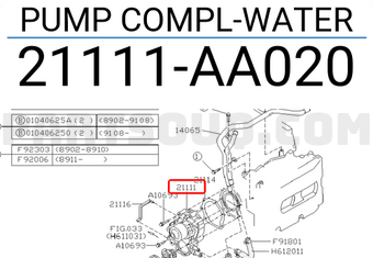 Subaru 21111AA020 PUMP COMPL-WATER
