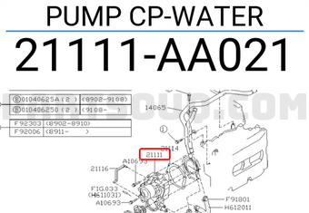 Subaru 21111AA021 PUMP CP-WATER