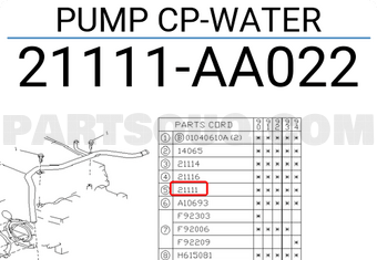 Subaru 21111AA022 PUMP CP-WATER