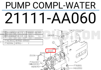 Subaru 21111AA060 PUMP COMPL-WATER