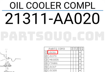 Subaru 21311AA020 OIL COOLER COMPL