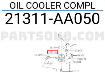 Subaru 21311AA050 OIL COOLER COMPL