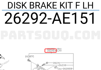 Subaru 26292AE151 DISK BRAKE KIT F LH