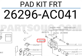 Subaru 26296AC041 PAD KIT FRT