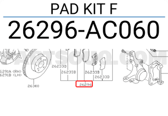 Subaru 26296AC060 PAD KIT F