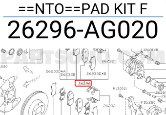 Subaru 26296AG020 ==NTO==PAD KIT F