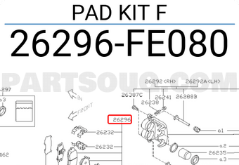 Subaru 26296FE080 PAD KIT F
