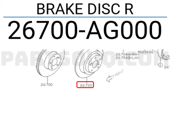 Subaru 26700AG000 BRAKE DISC R