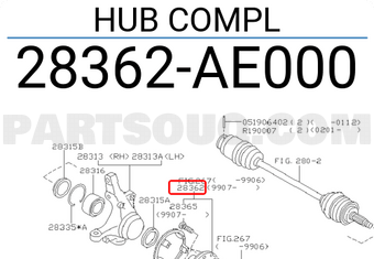 Subaru 28362AE000 HUB COMPL
