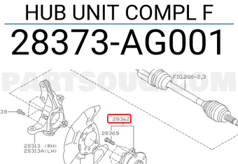 Subaru 28373AG001 HUB UNIT COMPL F