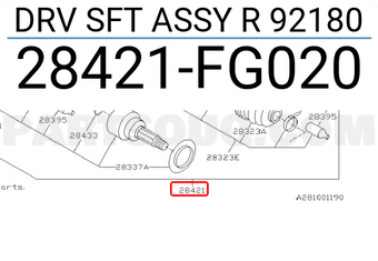 Subaru 28421FG020 DRV SFT ASSY R 92180